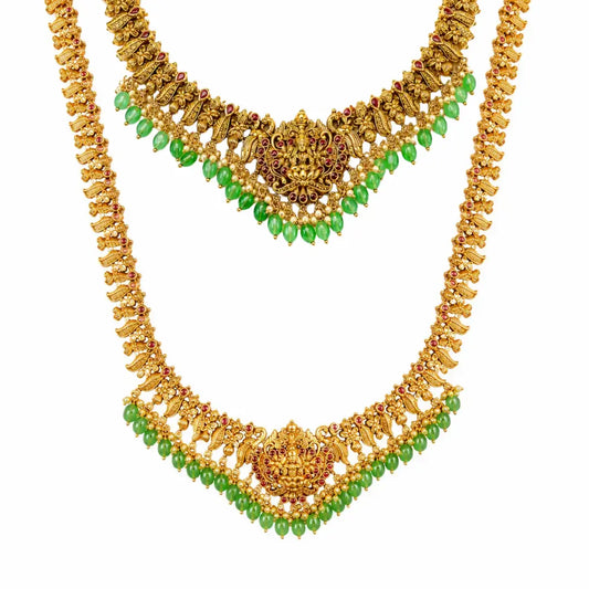 Sharada Vilasam Combo Necklace Set | Gold-Plated Temple Jewellery