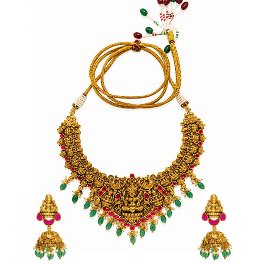 Lakshmi Kemp Temple Jewellery Short Necklace Set K-1190