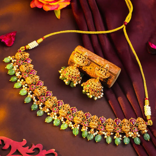Divine Lakshmi-Flower Chokker Set K-1059