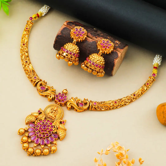 Divyaratnam Lakshmi Temple Necklace Set K-1063