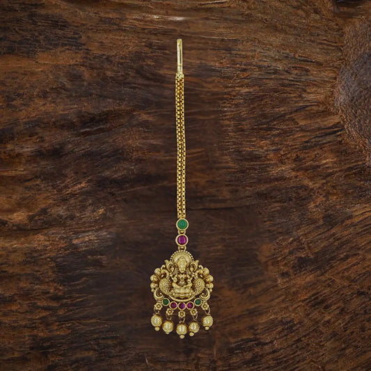 Antique Gold Plated Maang Tikka with Laxmi Motif