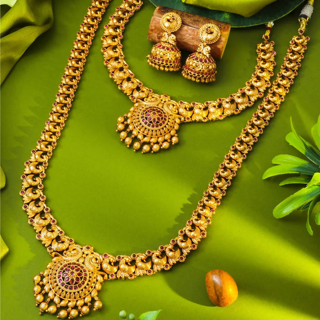 Ethenic Gold-Plated Temple Jewellery Combo Set K-1152N
