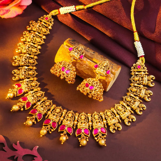 Antique Elegant Temple Necklace Set J-43