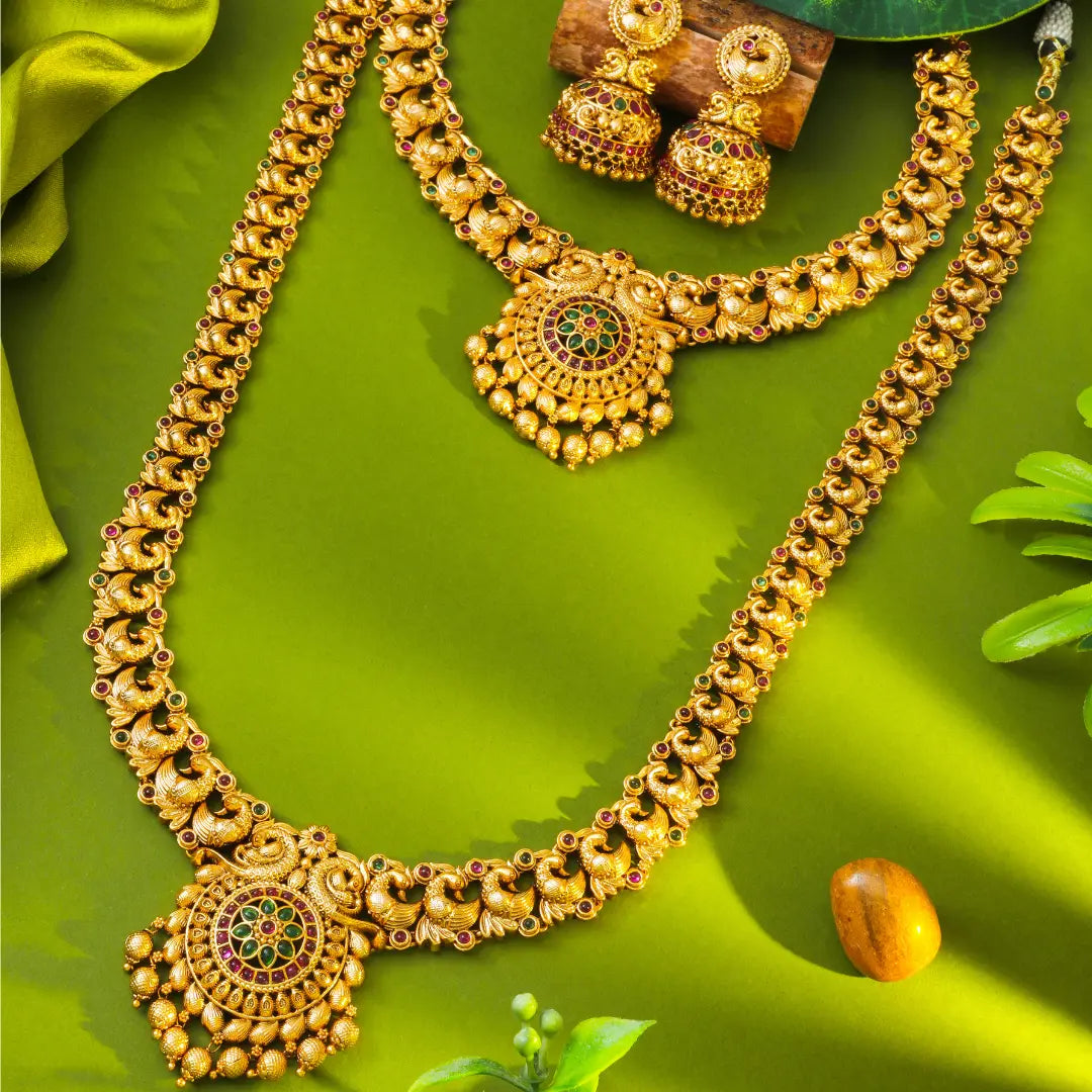 Ethenic Gold-Plated Temple Jewellery Combo Set K-1152N