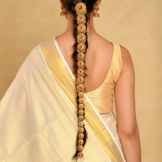 Antique Gold Finish Temple Inspired Hair Choti V-2090