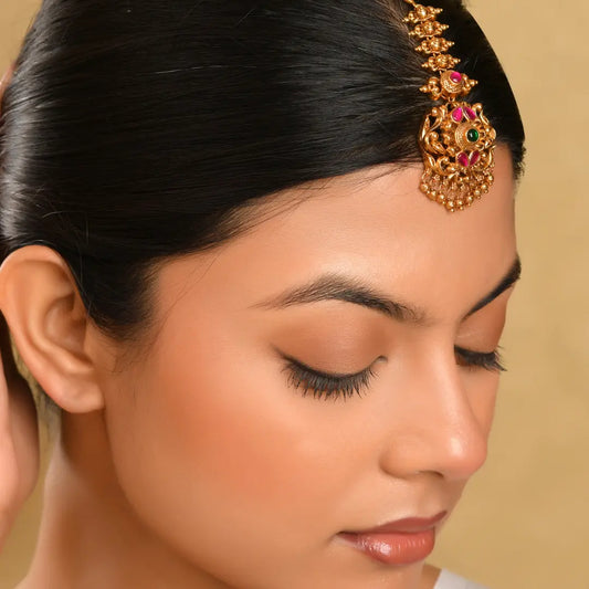 Royal Lakshmi Gold Plated Maang Tikka J-182