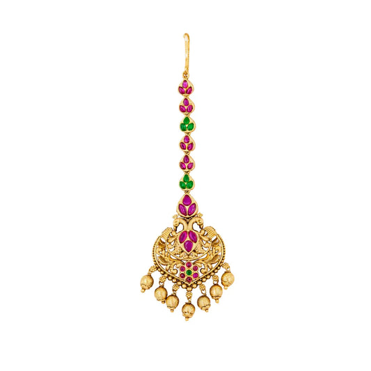 Stunning Gold-Plated Peacock Maang Tikka R-1006