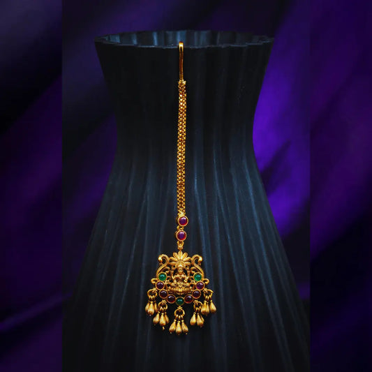Temple Jewellery Laxmi Maang Tikka – South Indian Elegance
