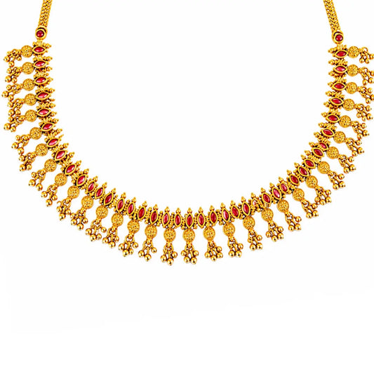 Andal Kamala Kanti Short Necklace Set | Gold-Plated Temple Jewellery