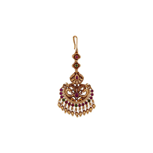 Antique Peacock Temple Maang Tikka T-2