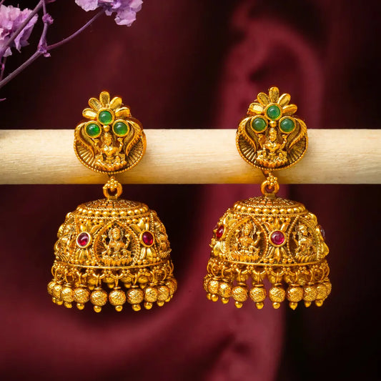Divine Laxmi Gold-Plated Jhumka R-1123
