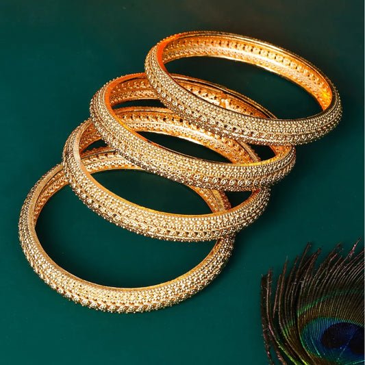 Antique Gold-PlatedPaired Bangle with Detailed Finish K-1001