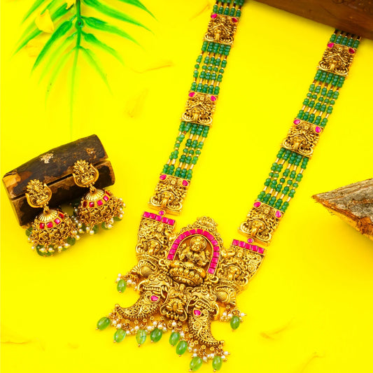 South Indian Temple Jewellery Pendant Set with Laxmi Motif