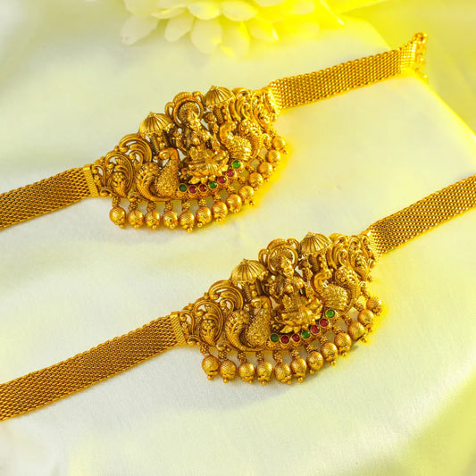 Bridal Temple Jewellery Baju Band with Laxmi Design | Gold Plated Armlet