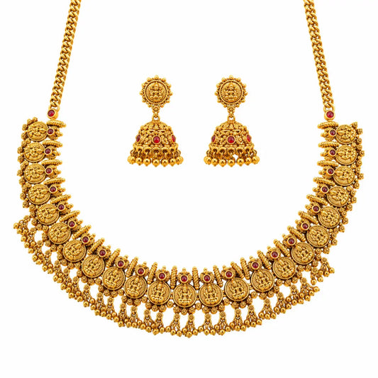 Annapurna Mukta Temple Jewellery Short Necklace Set with Pearls