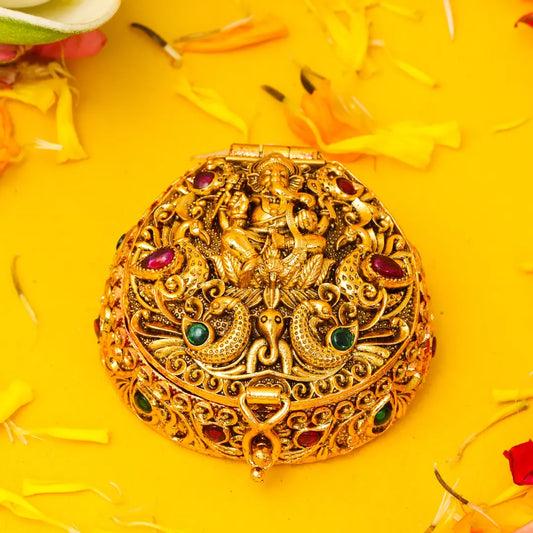 Antique Finish Ganesh Sindoor Box T-69