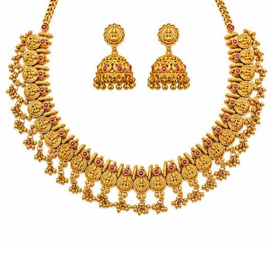 Annapurna Mukta Temple Jewellery Short Necklace Set for Bridal Wear