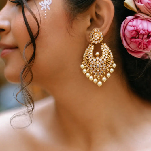 Antique Flower Gold-Plated Jhumka C-207