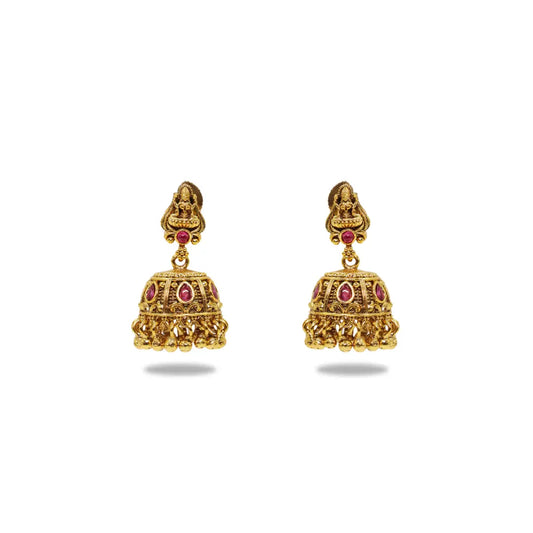 Handcrafted Temple Jhumka with Laxmi Carving V-633