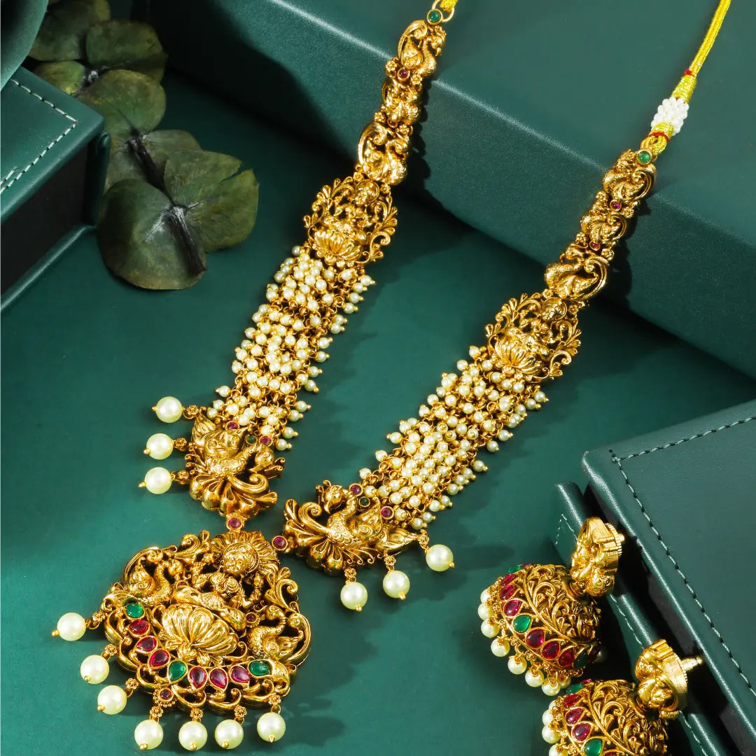 Lakshmi-Peacock Short Necklace Set K-1602