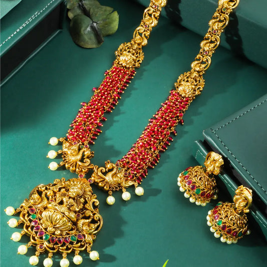 Lakshmi-Peacock Long Necklace Set K-1601
