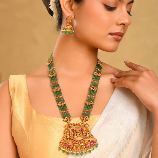 Laxmi Design Temple Jewellery Pendant Set | Traditional Gold Look J-1369