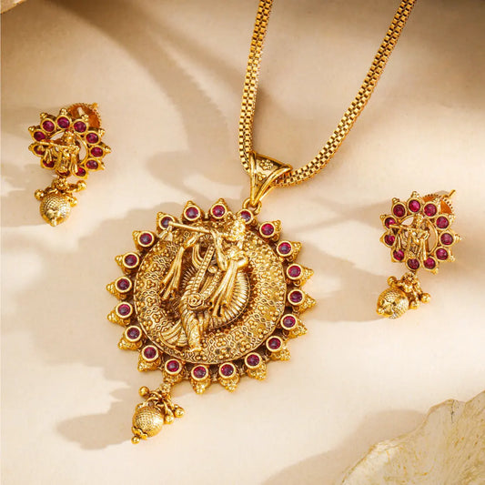 Krishna Gold-Plated Pendant Set