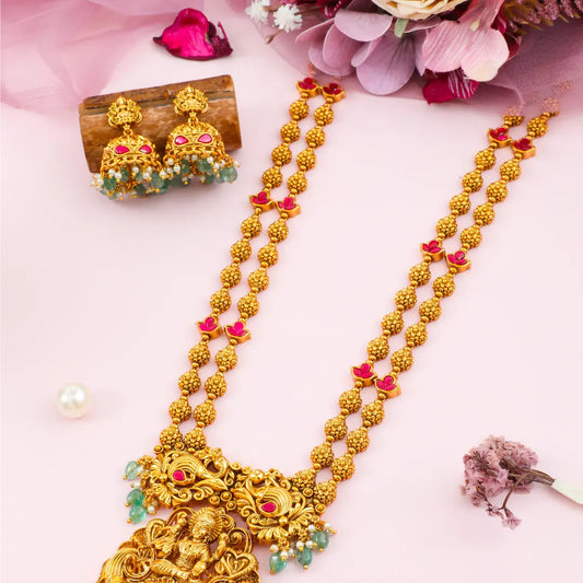 Lakshmi Temple Long Necklace Set J-75