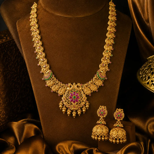 Majestic Temple-Inspired Long Necklace Set V-758U