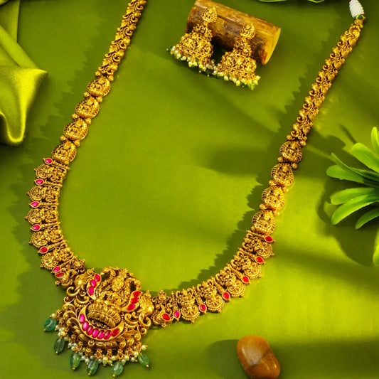 Divine Lakshmi Temple Long Necklace Set J-139