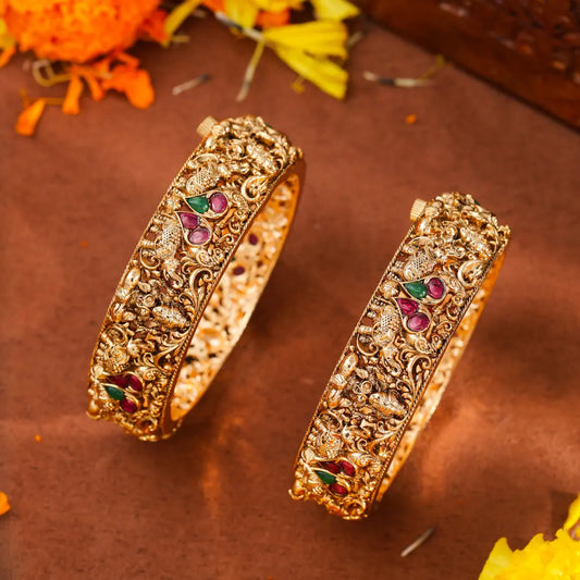 Handcrafted Gold-Plated Paired Bangles V-1767