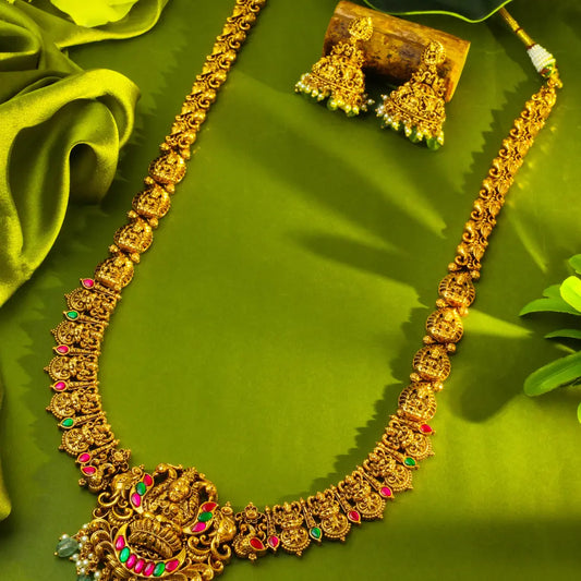 Divine Lakshmi Temple Long Necklace Set J-139