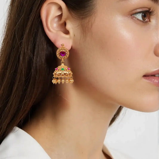 Antique Gold Plated Temple Jhumka T-18