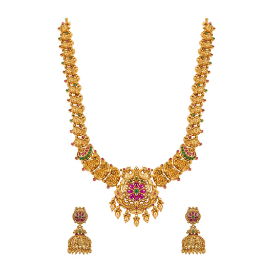 Majestic Temple-Inspired Long Necklace Set
