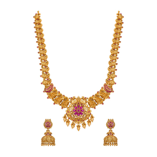 Majestic Temple-Inspired Long Necklace Set