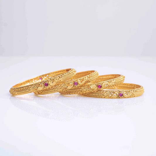 Peacock Gold-Plated Temple Bangle V-1246