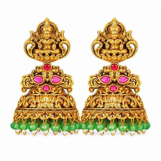 Surya Chakra Jhumka | Gold-Plated Sun Wheel Temple Earrings