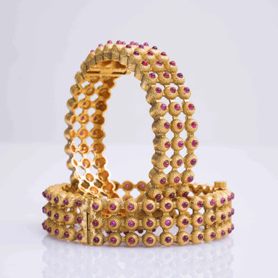 Classic Stone Temple Bangle in Gold Finish P-450