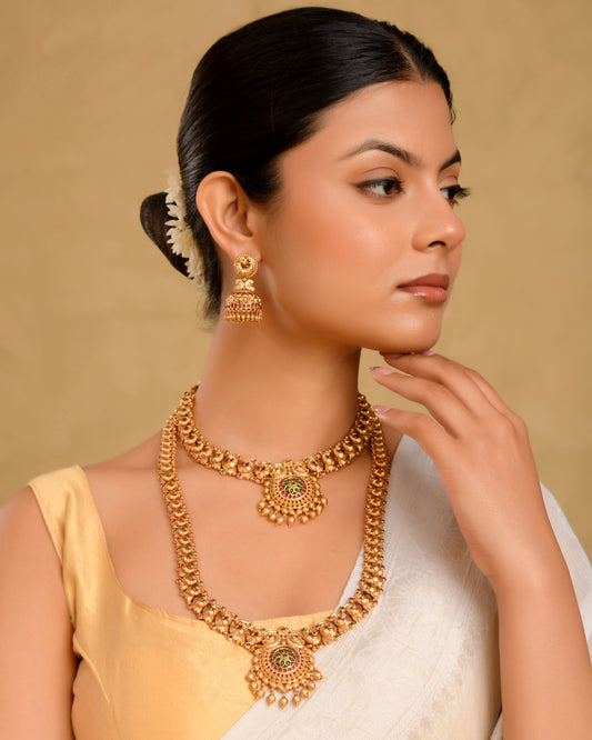 Ethenic Gold-Plated Temple Jewellery Combo Set K-1152N