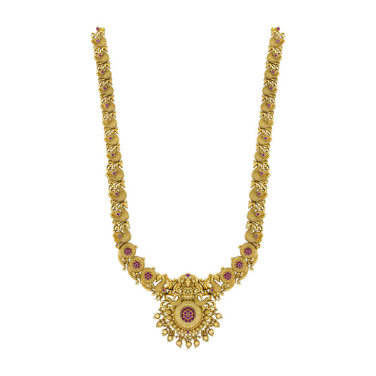 Antique Laxmi Mata Long Temple Necklace Set K-1227