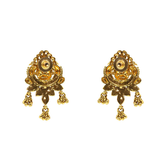 Gold Plated Temple Bali with Laxmi Design & Multicolor Stones