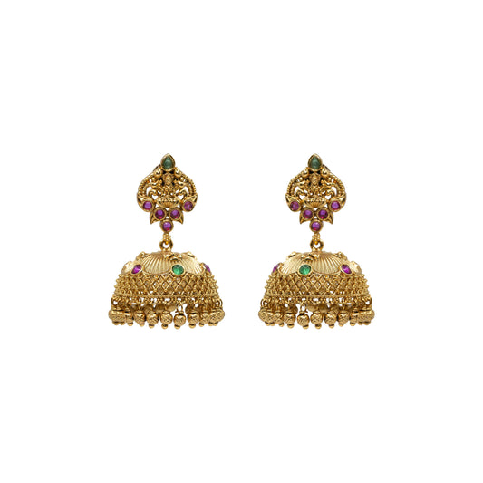 Antique Gold-Plated Laxmi Jhumka V-276