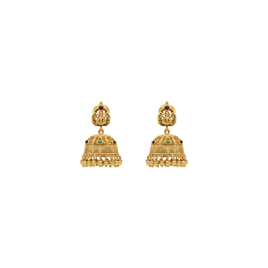 Elegant Laxmi Antique Gold-Plated Jhumka R-1172