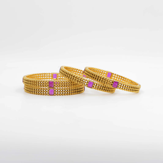 Antique Gold-Plated Bangle with real stone V-1826