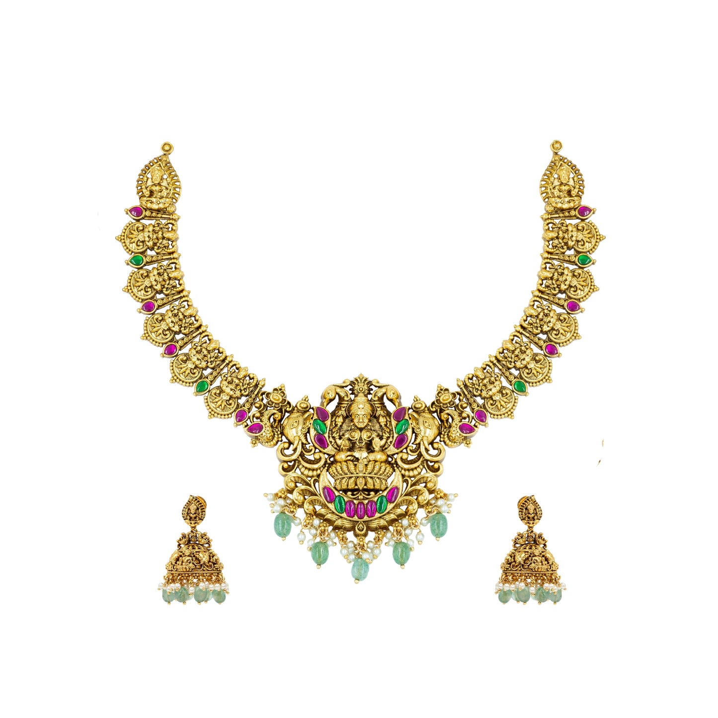 Divine Lakshmi Temple Short Necklace Set J-138