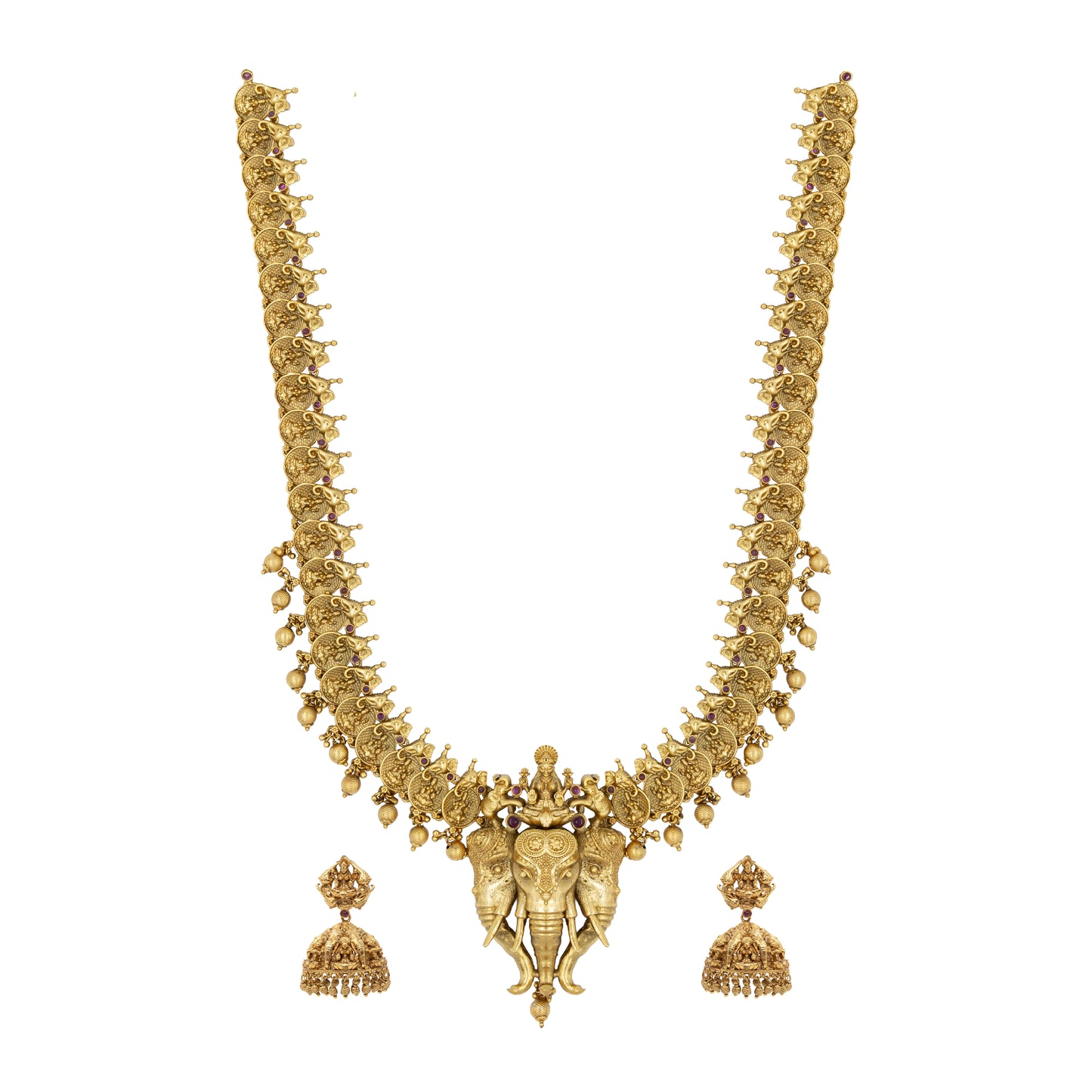 Antique Gold Lakshmi & Elephant Necklace Set K-630