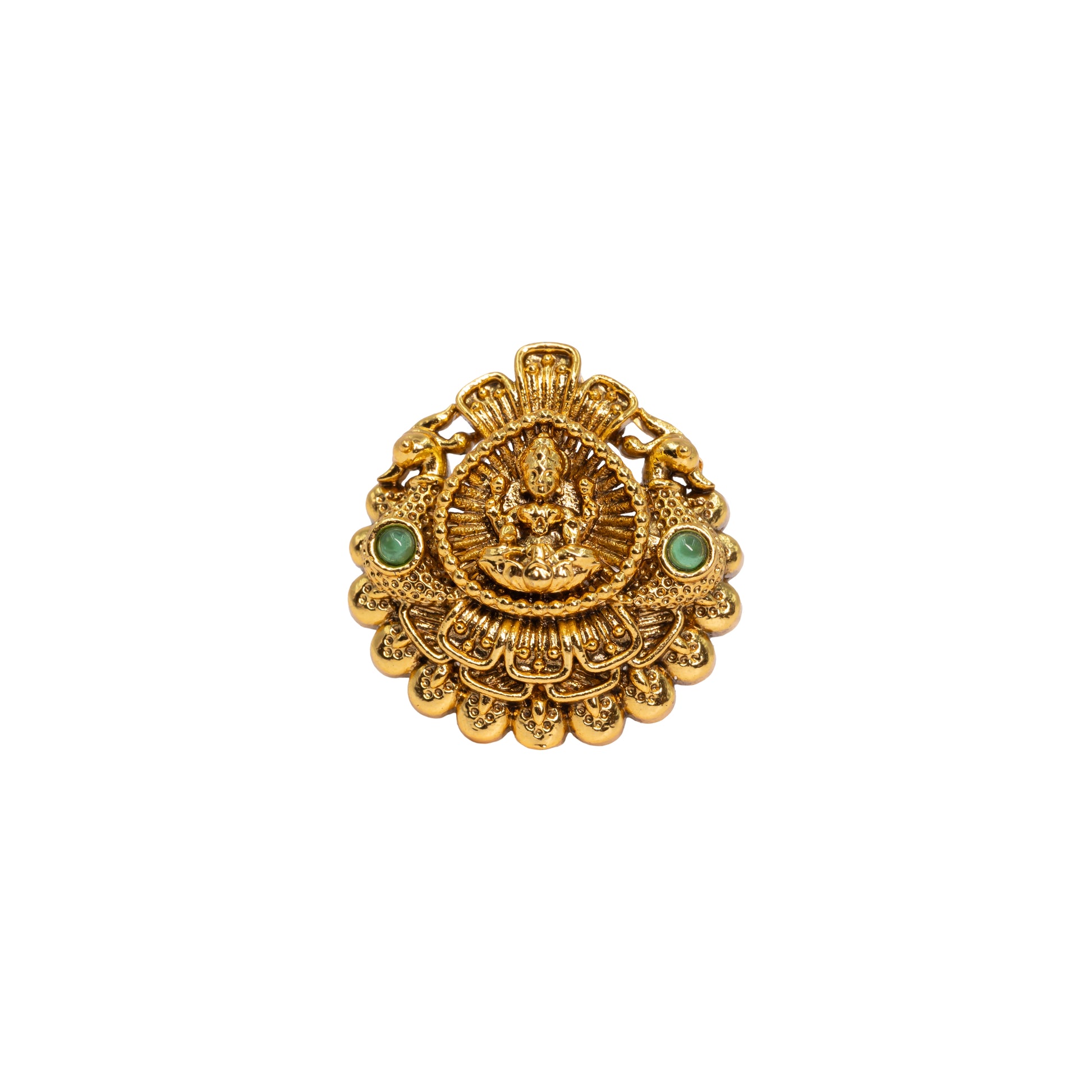 South Indian Laxmi Gold-Plated Antique Ring V-1984