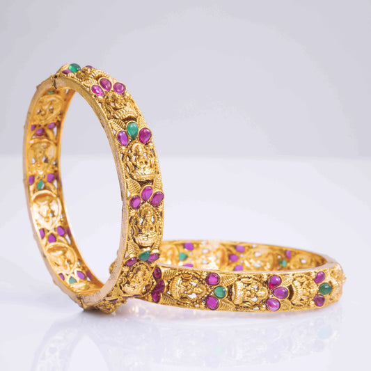 Elegant Gold-Plated Temple Bangle K-989