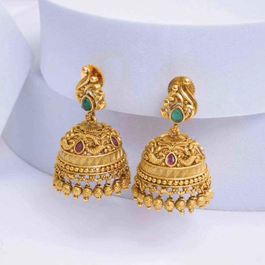 Heritage Temple Gold-Plated Bridal Jhumka R-1301