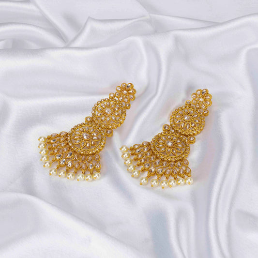 Antique Flower Long Jhumka C-488